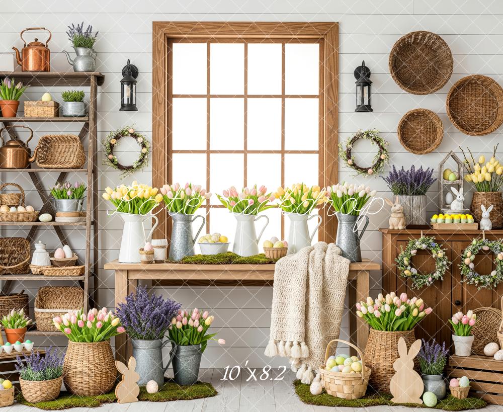 Kate Easter Bunny Spring Baskets Fleece Backdrop Designed by Patty Robert - Image 3