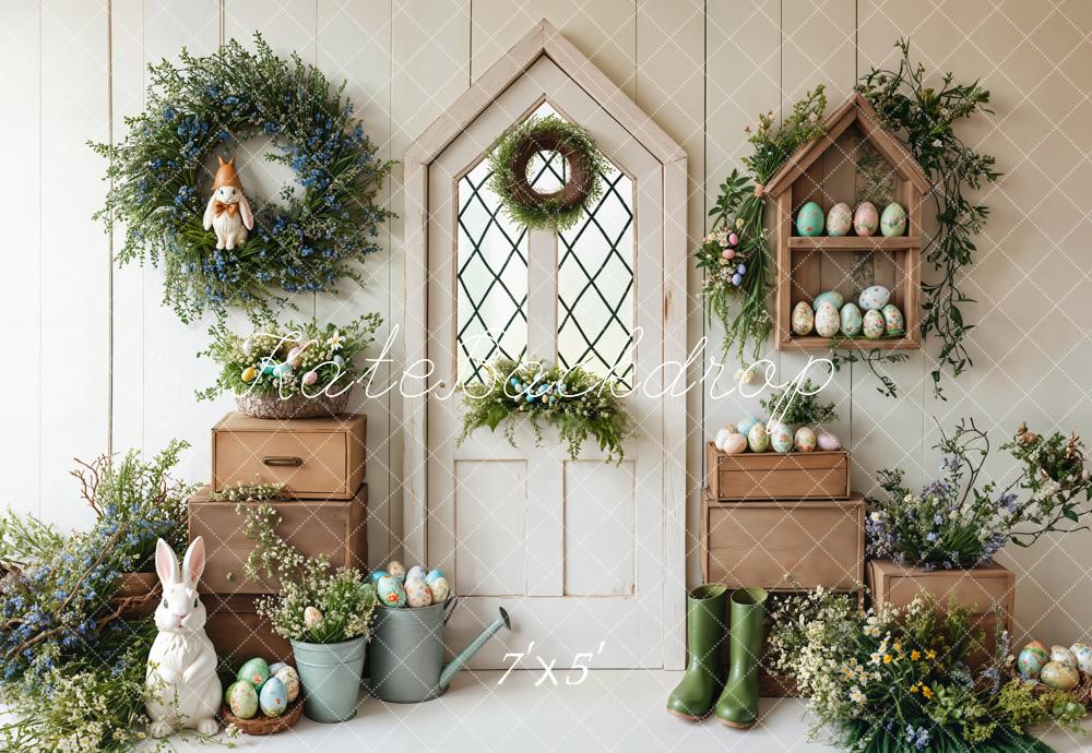 Kate Easter Bunny Spring White Door Backdrop Designed by Emetselch - Image 2