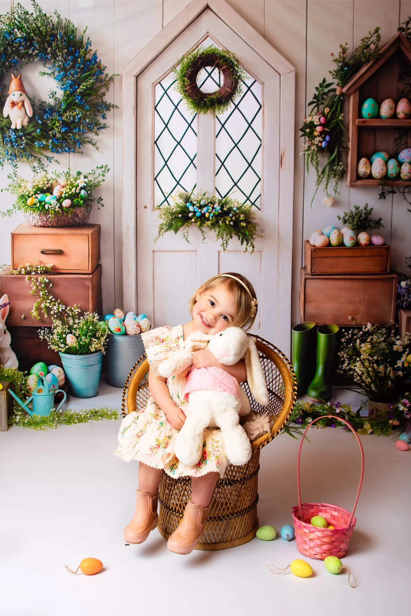 Kate Easter Bunny Spring White Door Backdrop Designed by Emetselch - Image 4
