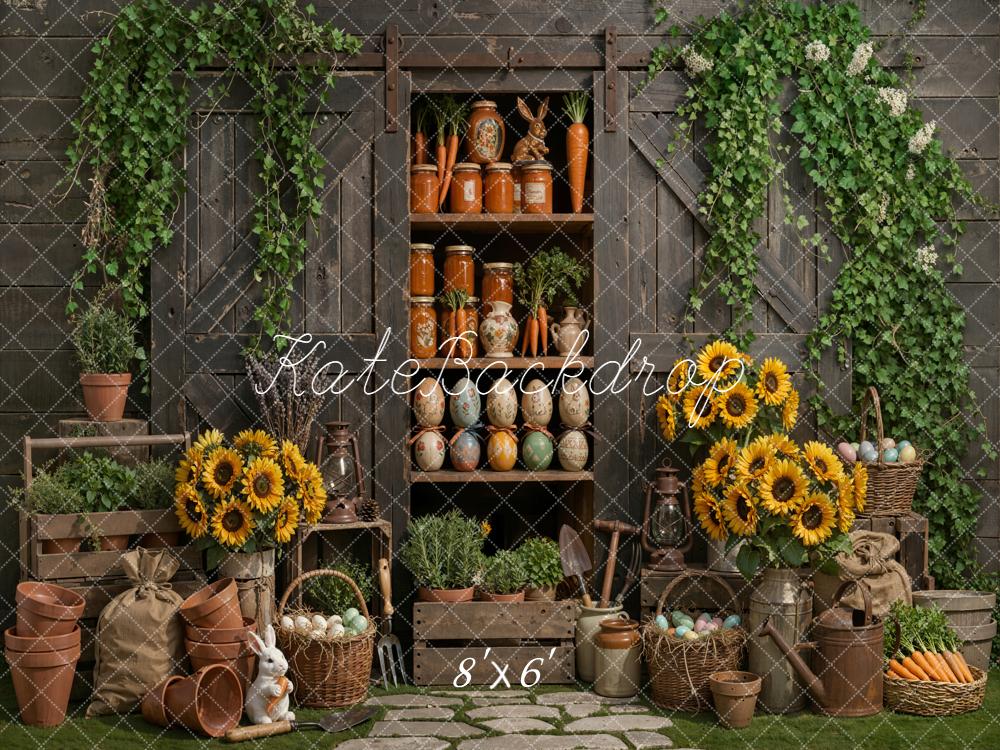 Kate Easter Bunny Sunflowers Wooden Cabinet Backdrop Designed by Emetselch - Image 3
