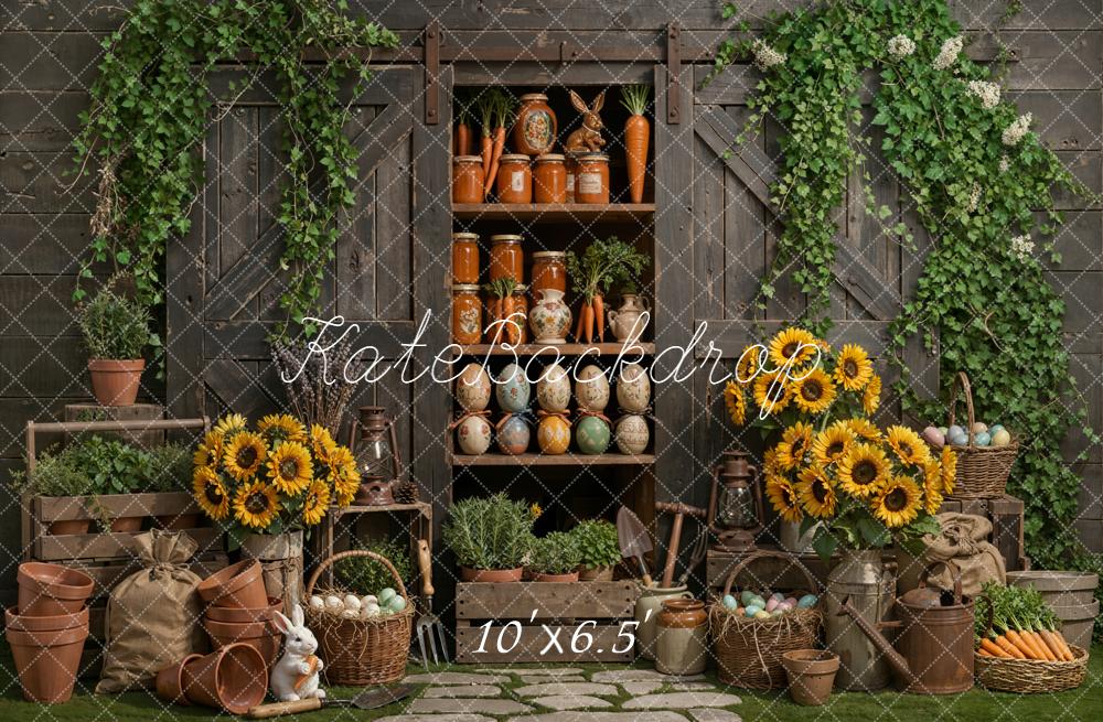 Kate Easter Bunny Sunflowers Wooden Cabinet Backdrop Designed by Emetselch - Image 4