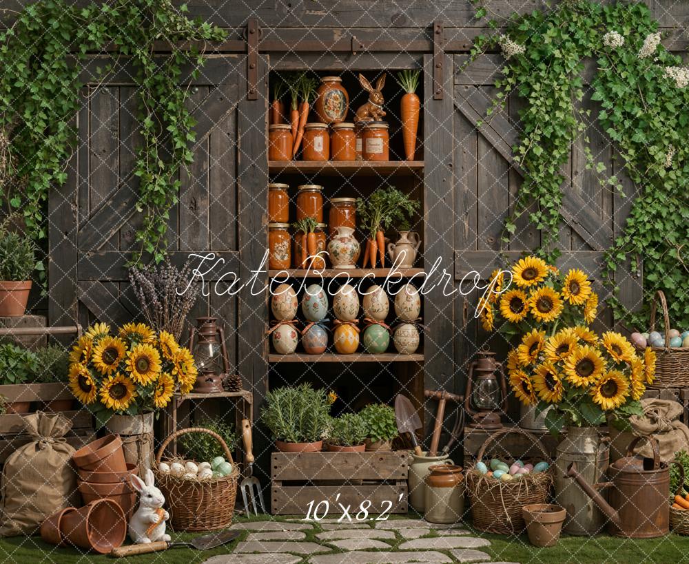 Kate Easter Bunny Sunflowers Wooden Cabinet Backdrop Designed by Emetselch - Image 6