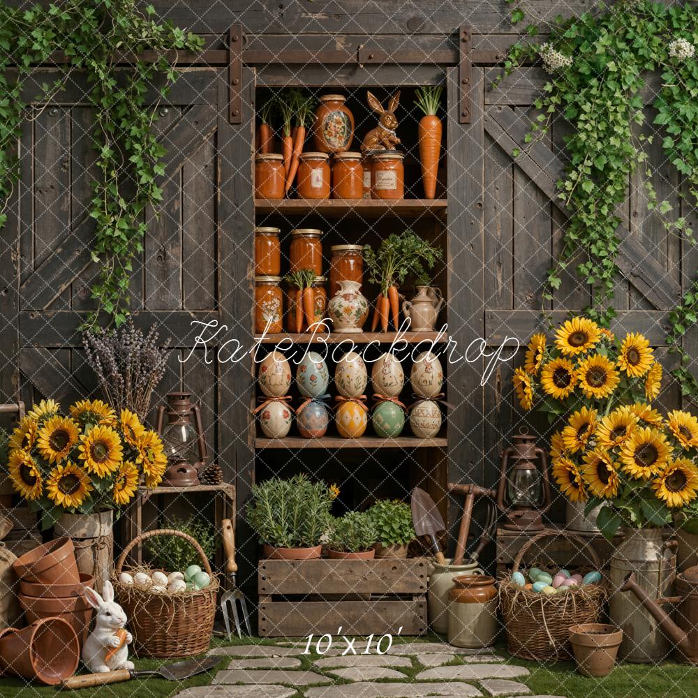 Kate Easter Bunny Sunflowers Wooden Cabinet Backdrop Designed by Emetselch - Image 7