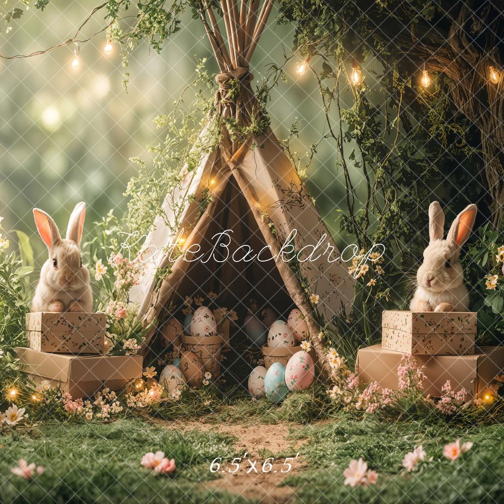 Kate Easter Bunny Tent Forest Lights Backdrop Designed by Emetselch - Image 2