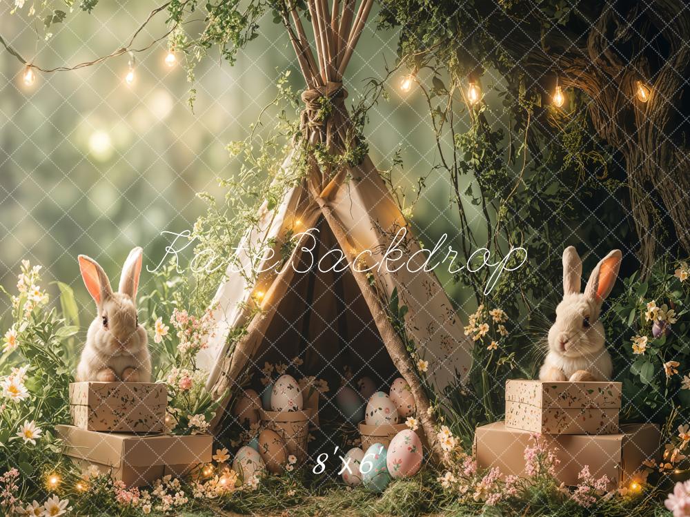 Kate Easter Bunny Tent Forest Lights Backdrop Designed by Emetselch - Image 3