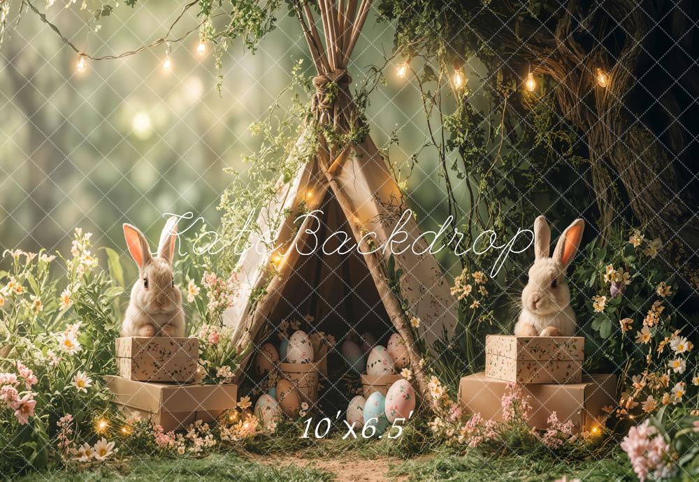 Kate Easter Bunny Tent Forest Lights Backdrop Designed by Emetselch - Image 4
