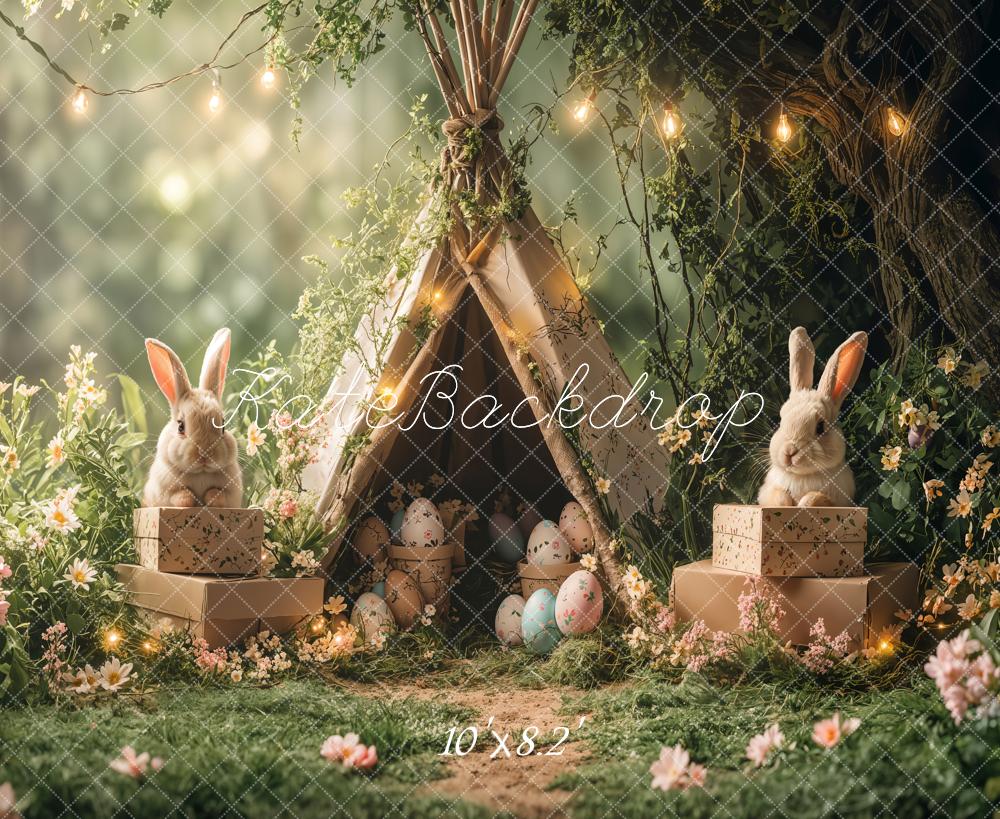 Kate Easter Bunny Tent Forest Lights Backdrop Designed by Emetselch - Image 5