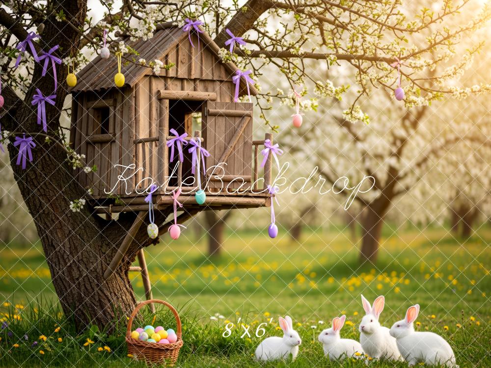 Kate Easter Bunny Treehouse Basket Eggs Backdrop Designed by Patty Robert - Image 3