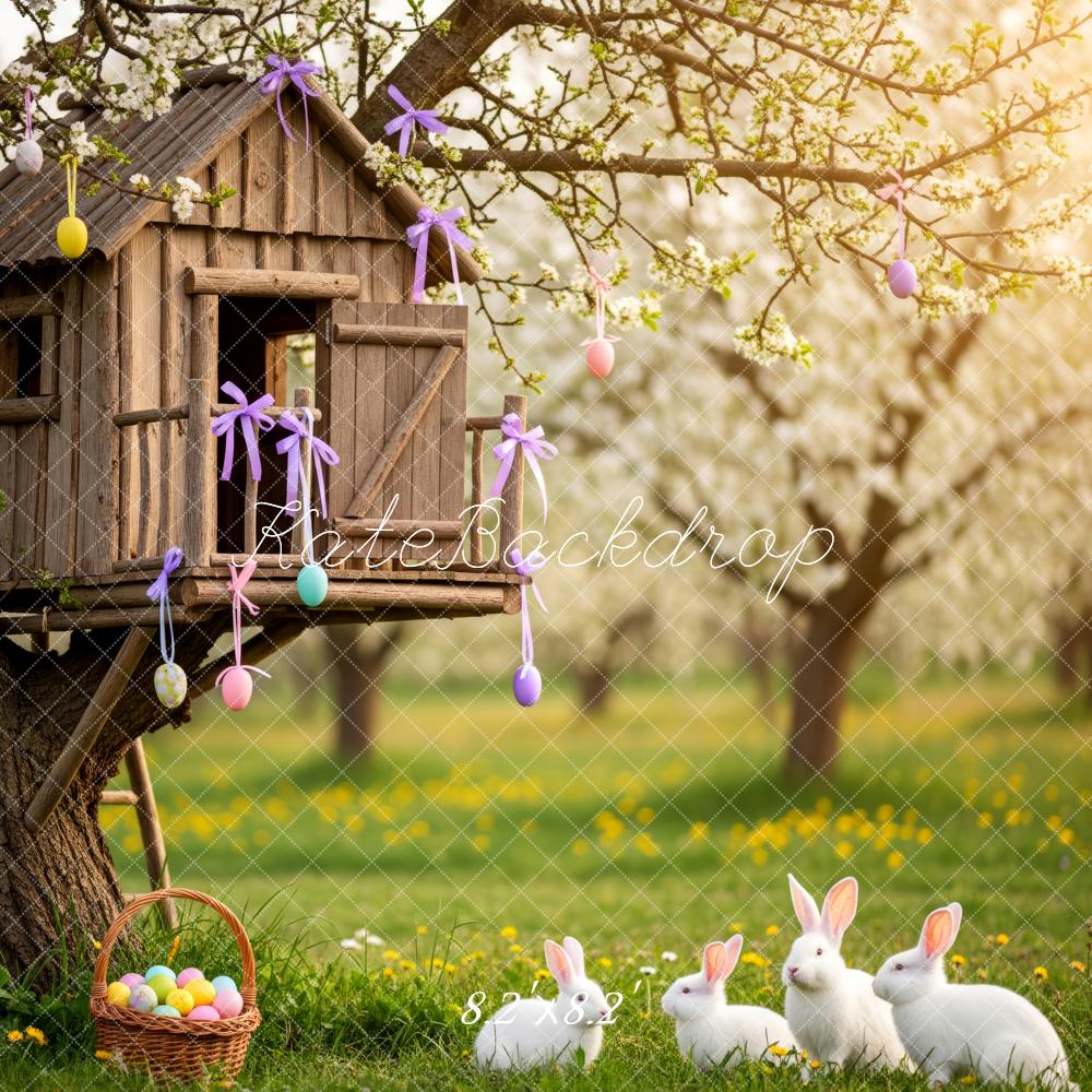 Kate Easter Bunny Treehouse Basket Eggs Backdrop Designed by Patty Robert - Image 5