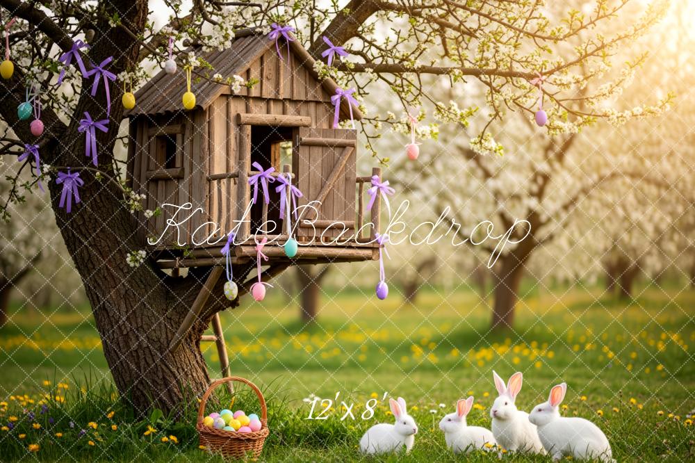 Kate Easter Bunny Treehouse Basket Eggs Backdrop Designed by Patty Robert - Image 8