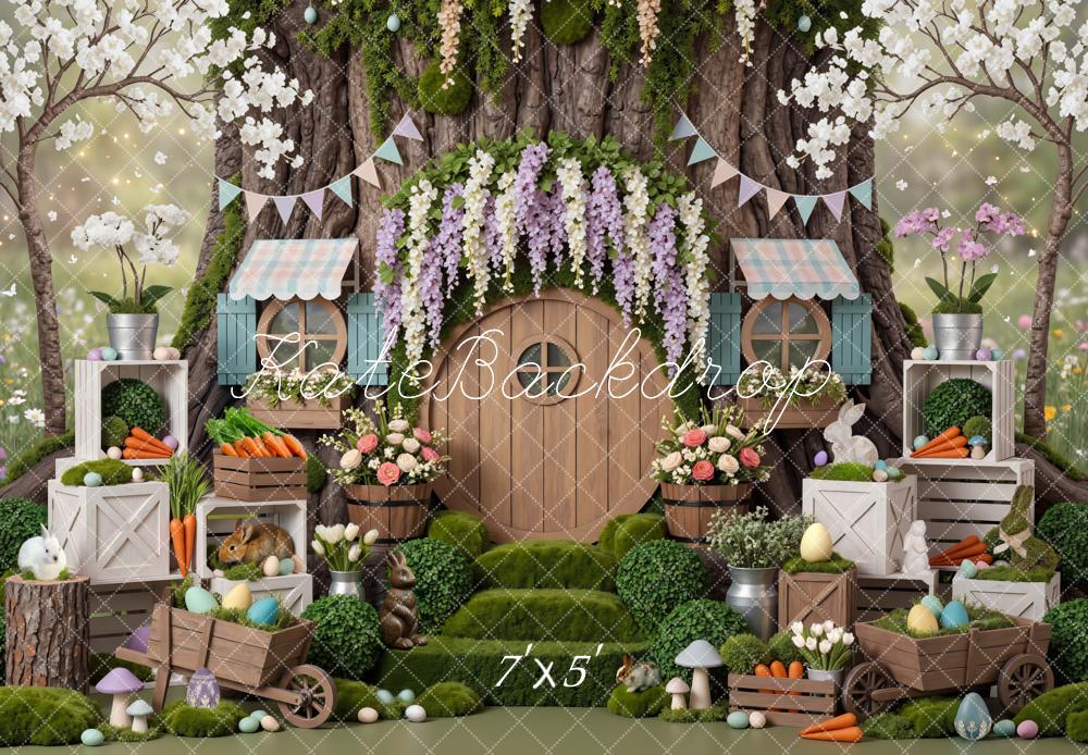Kate Easter Bunny Treehouse Carrots Backdrop Designed by Mini MakeBelieve