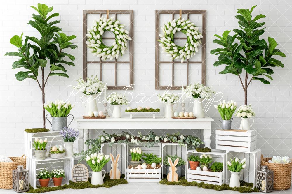 Kate Easter Bunny Tulips Greenery White Crates Backdrop Designed by Patty Robert - Image 8