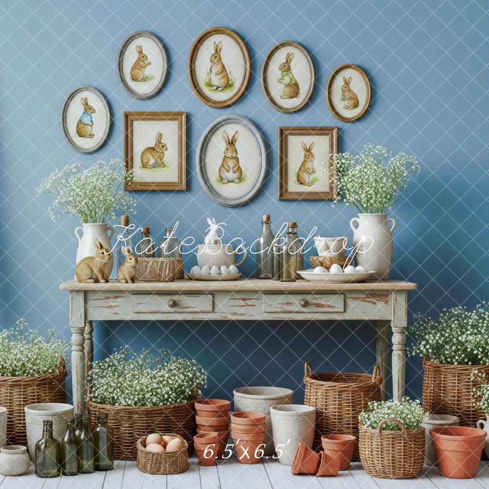 Kate Easter Bunny Wall Art Rustic Pots Backdrop Designed by Patty Robert - Image 2