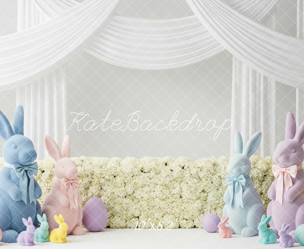 Kate Easter Bunny White Drapes Fleece Backdrop Designed by Patty Robert - Image 3