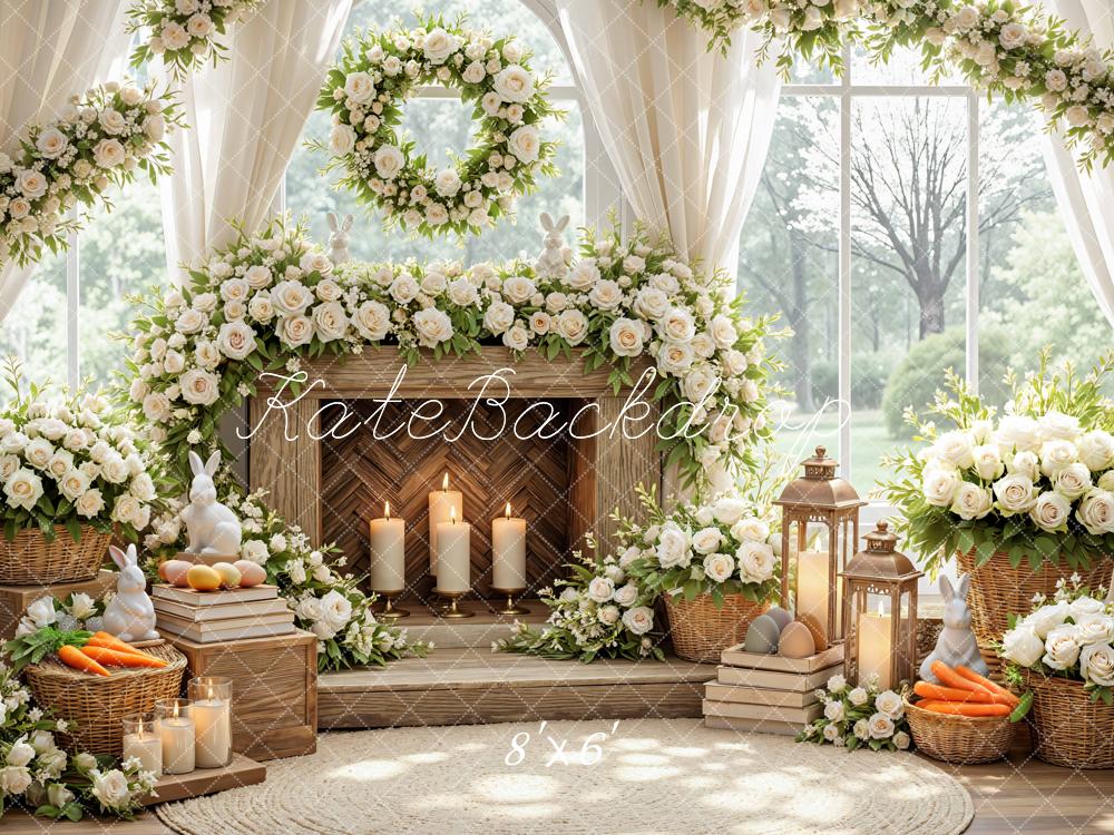 Kate Easter Bunny White Roses Baskets Backdrop Designed by Mini MakeBelieve - Image 3