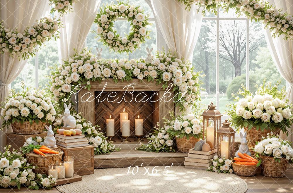 Kate Easter Bunny White Roses Baskets Backdrop Designed by Mini MakeBelieve - Image 4
