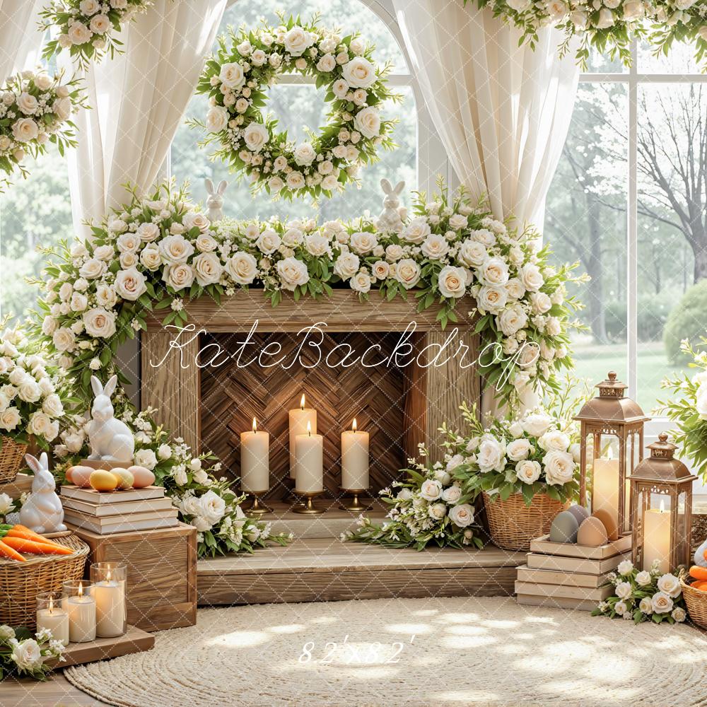 Kate Easter Bunny White Roses Baskets Backdrop Designed by Mini MakeBelieve - Image 5