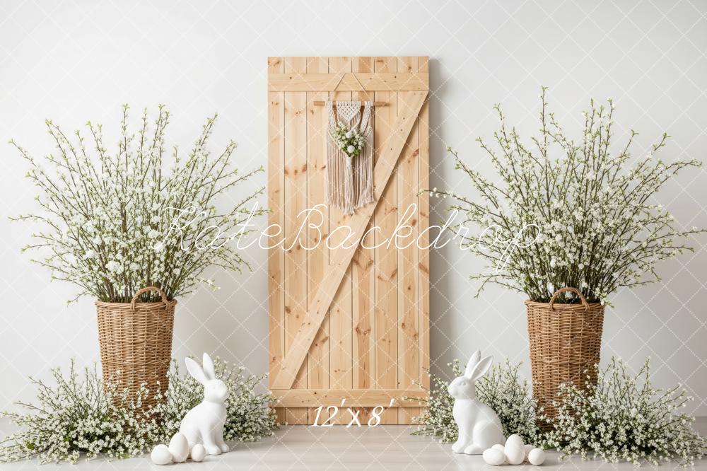 Kate Easter Bunny Wicker Baskets Wooden Door Fleece Backdrop Designed by Patty Robert - Image 4