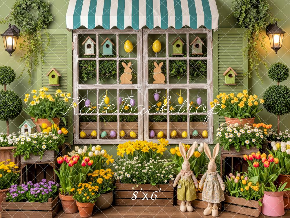 Kate Easter Bunny Window Birdhouse Floral Backdrop Designed by Patty Robert - Image 3