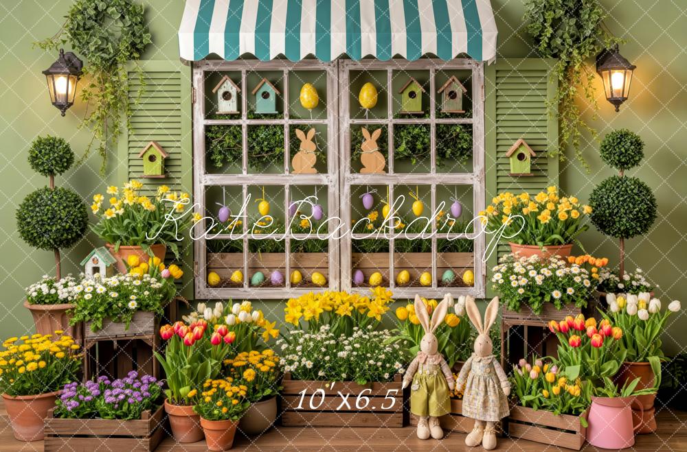 Kate Easter Bunny Window Birdhouse Floral Backdrop Designed by Patty Robert - Image 4