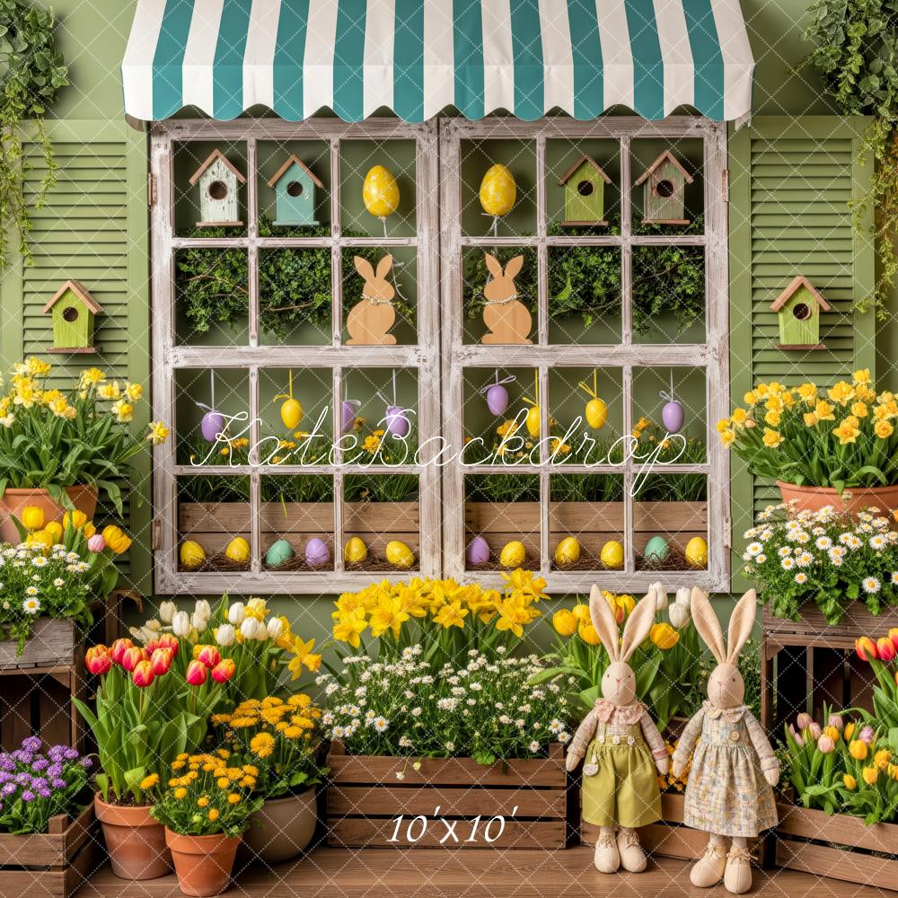 Kate Easter Bunny Window Birdhouse Floral Backdrop Designed by Patty Robert - Image 7