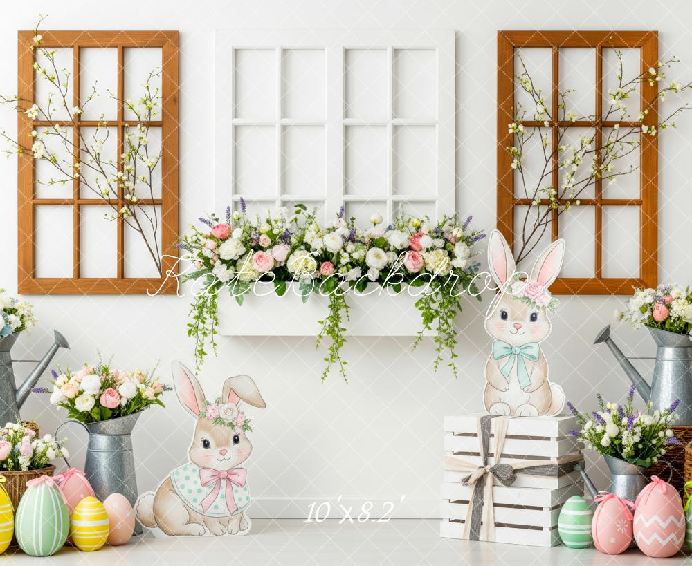 Kate Easter Bunny Window Floral Pastel Eggs Backdrop Designed by Patty Robert - Image 6