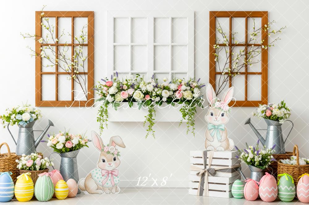 Kate Easter Bunny Window Floral Pastel Eggs Backdrop Designed by Patty Robert - Image 8