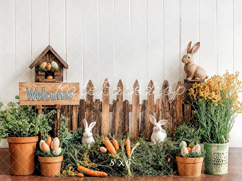 Kate Easter Bunny Wood Fence Backdrop Designed by Emetselch - Image 3