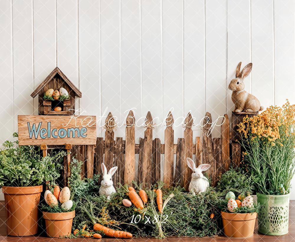 Kate Easter Bunny Wood Fence Backdrop Designed by Emetselch - Image 5
