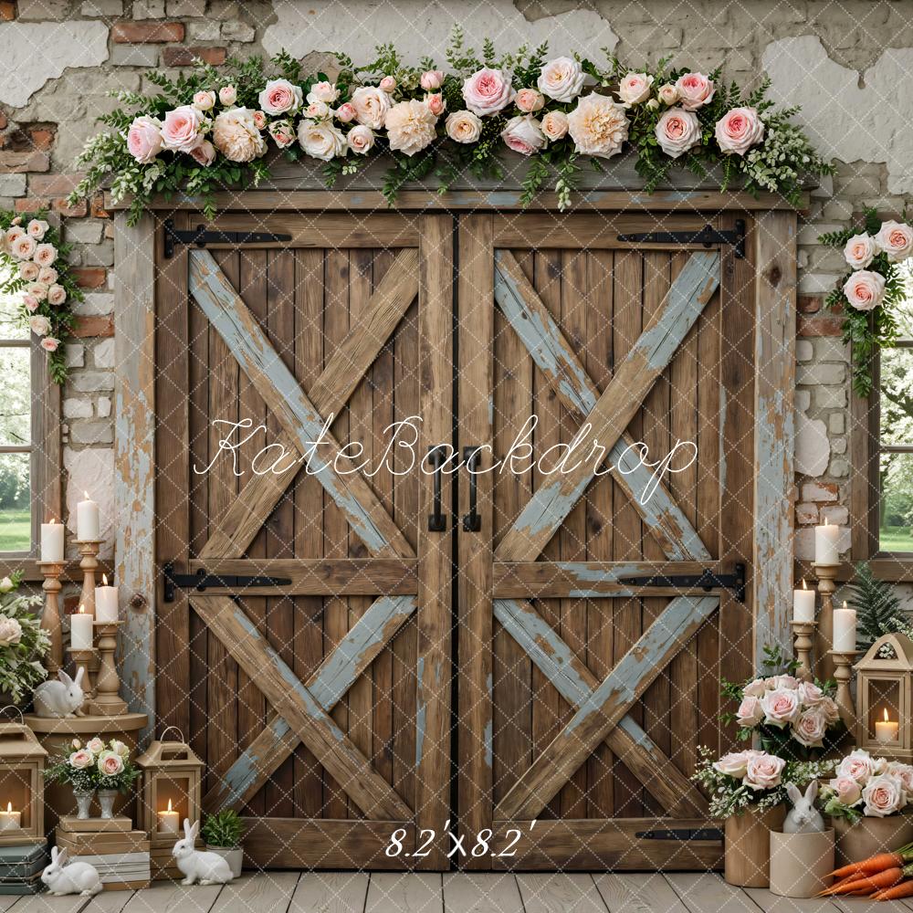Kate Easter Bunny Wooden Barn Floral Decor Backdrop Designed by Mini MakeBelieve - Image 5