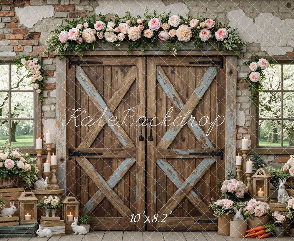 Kate Easter Bunny Wooden Barn Floral Decor Backdrop Designed by Mini MakeBelieve - Image 6