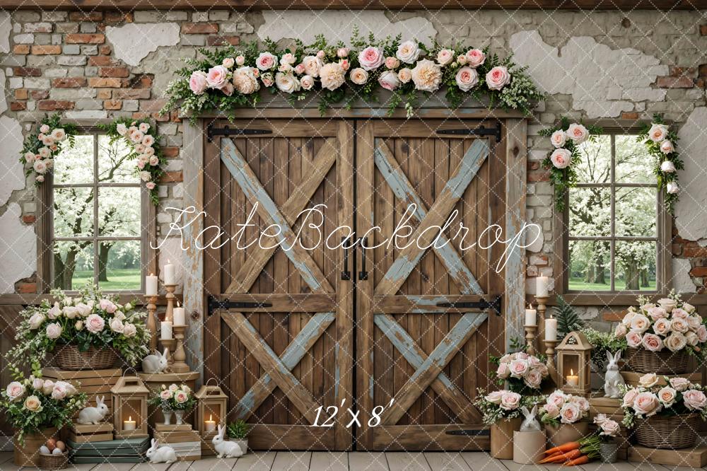 Kate Easter Bunny Wooden Barn Floral Decor Backdrop Designed by Mini MakeBelieve - Image 8