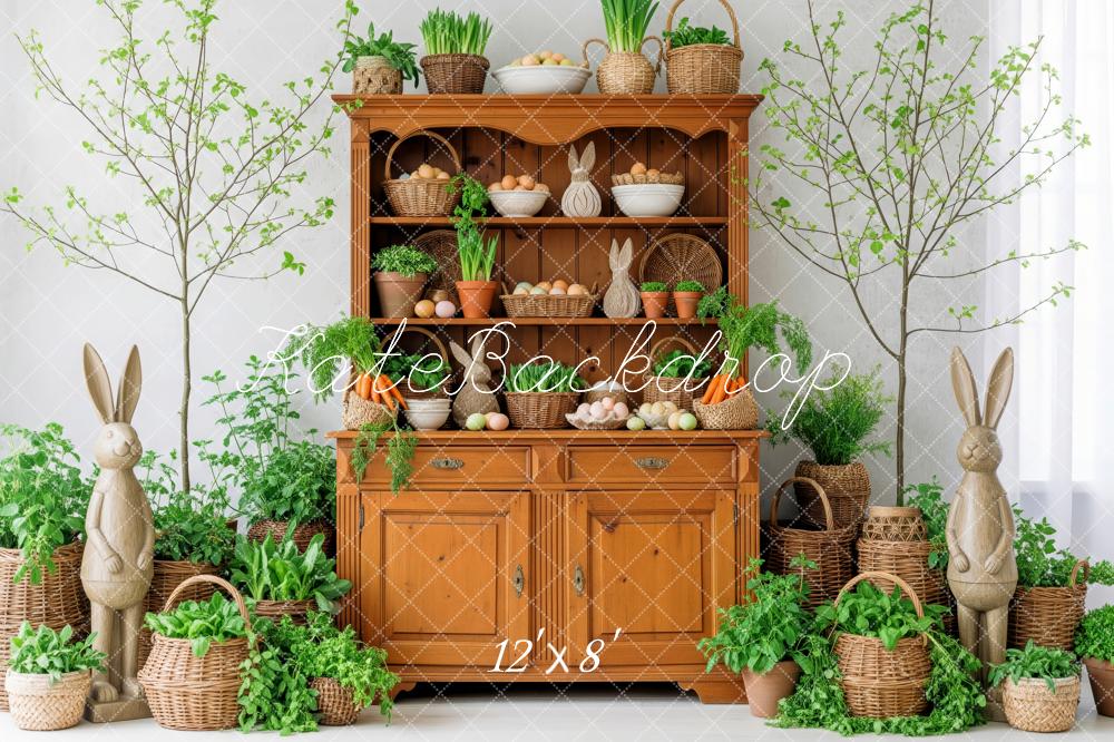 Kate Easter Bunny Wooden Cabinet Plants Backdrop Designed by Patty Robert - Image 8