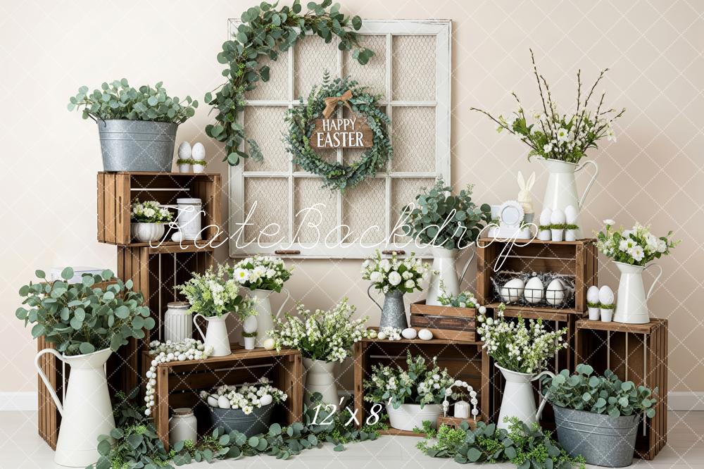 Kate Easter Bunny Wooden Crates Greenery Fleece Backdrop Designed by Patty Robert - Image 4