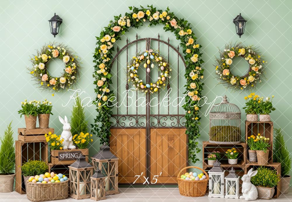 Kate Easter Bunny Wreath Lanterns Backdrop Designed by Patty Robert