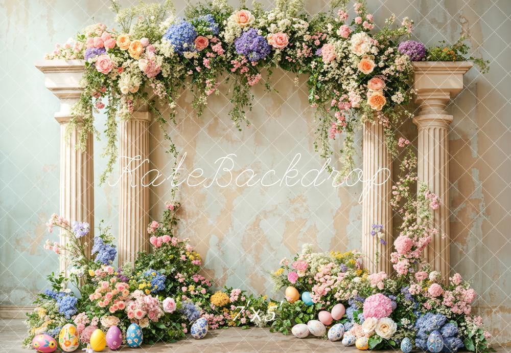 Kate Easter Colorful Flower Retro Arch Backdrop Designed by Emetselch - Image 2