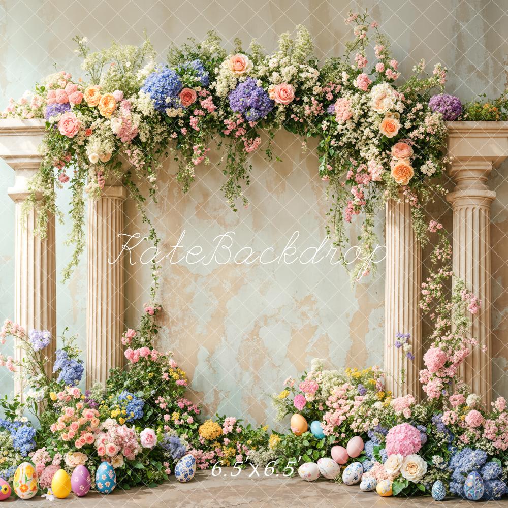 Kate Easter Colorful Flower Retro Arch Backdrop Designed by Emetselch - Image 4