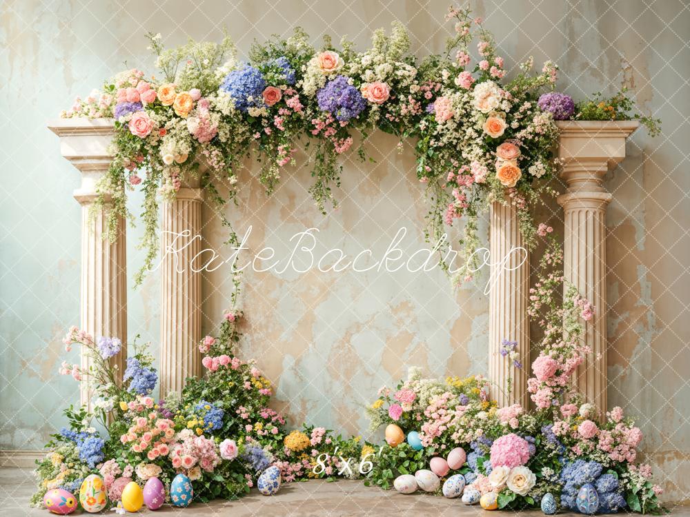 Kate Easter Colorful Flower Retro Arch Backdrop Designed by Emetselch - Image 5