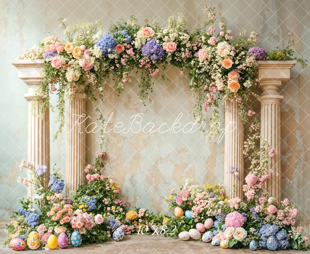 Kate Easter Colorful Flower Retro Arch Backdrop Designed by Emetselch - Image 7