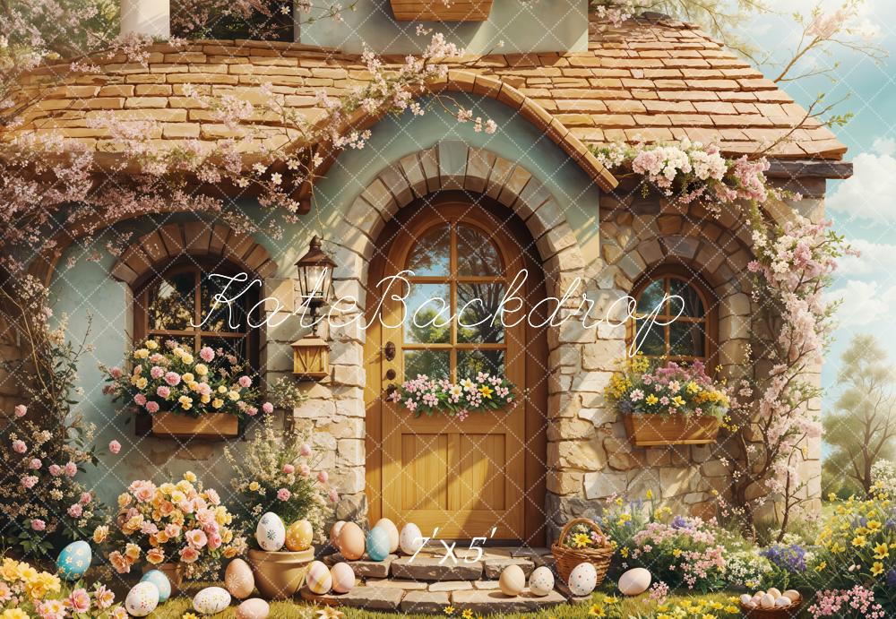Kate Easter Cottage Floral Eggs Backdrop Designed by Emetselch - Image 2
