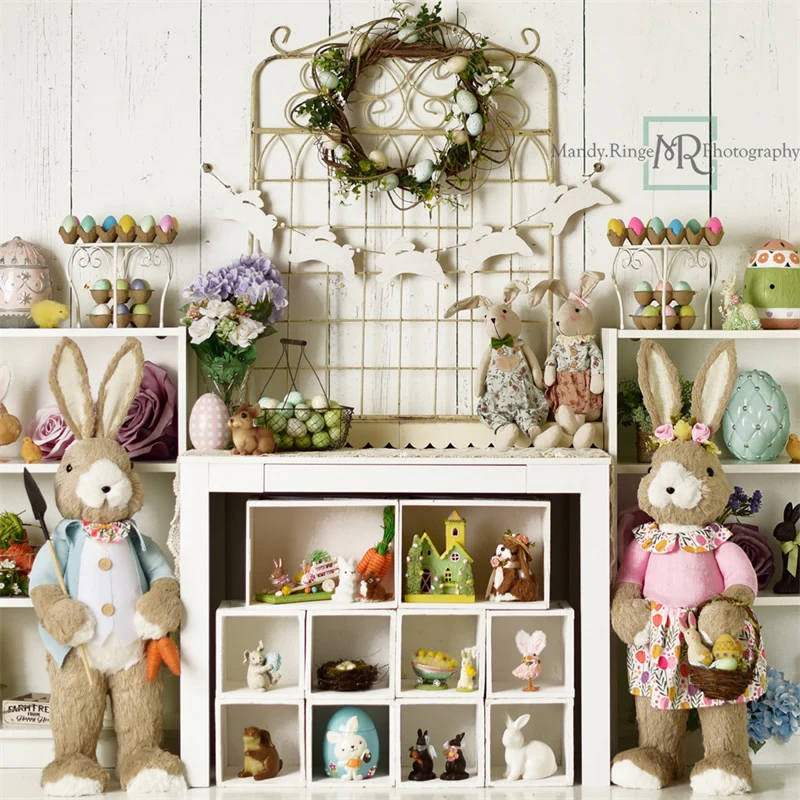 Kate Easter Decorations on Shelves Backdrop Designed by Mandy Ringe Photography - Image 3
