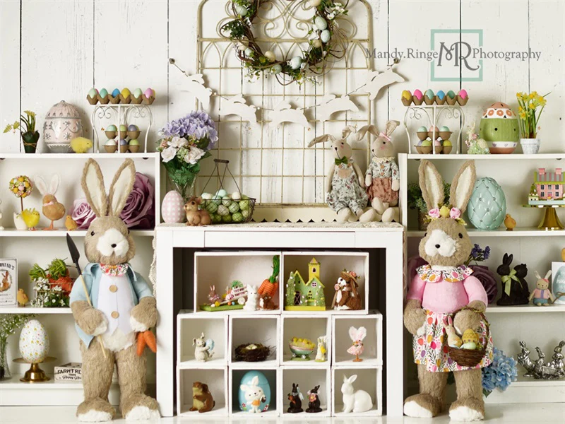 Kate Easter Decorations on Shelves Backdrop Designed by Mandy Ringe Photography - Image 6