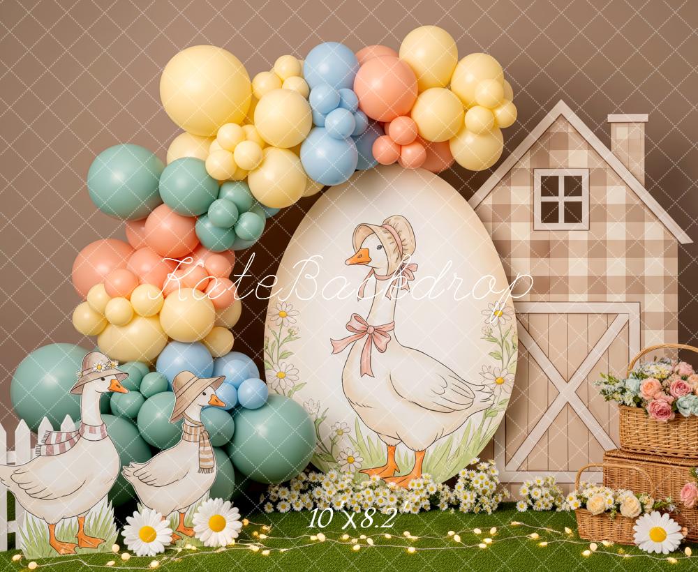 Kate Easter Duck Barn Pastel Balloons Fleece Backdrop Designed by Patty Robert - Image 3