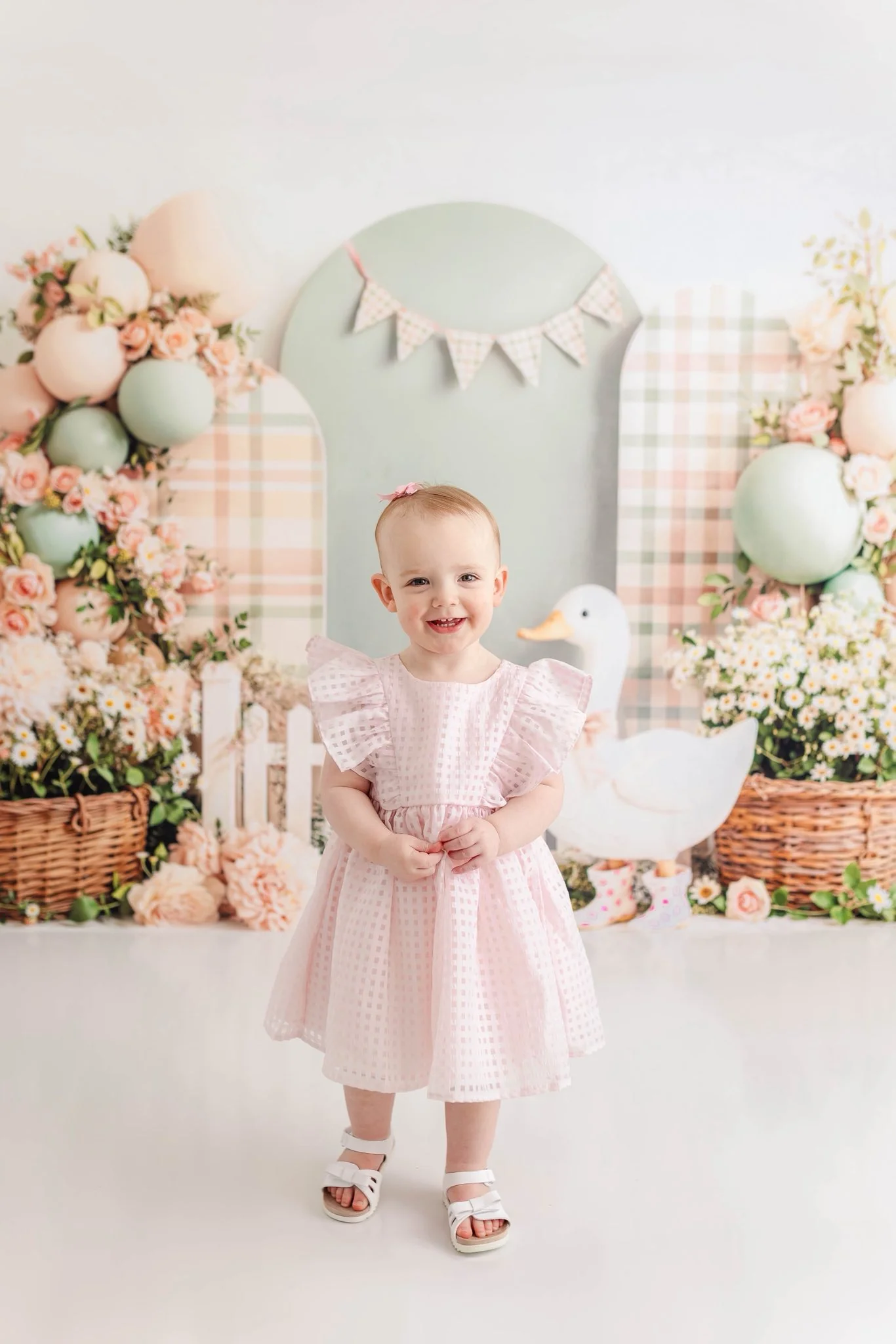 Kate Spring Duck Floral Balloons Pastel Backdrop Designed by Emetselch - Image 10