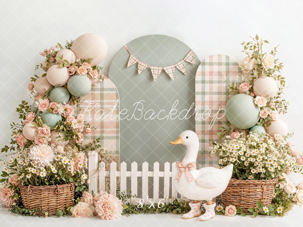 Kate Spring Duck Floral Balloons Pastel Backdrop Designed by Emetselch - Image 12