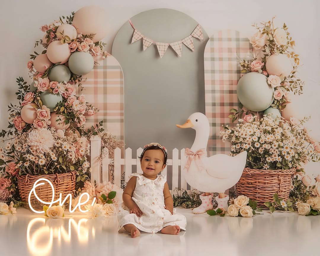 Kate Spring Duck Floral Balloons Pastel Backdrop Designed by Emetselch - Image 5
