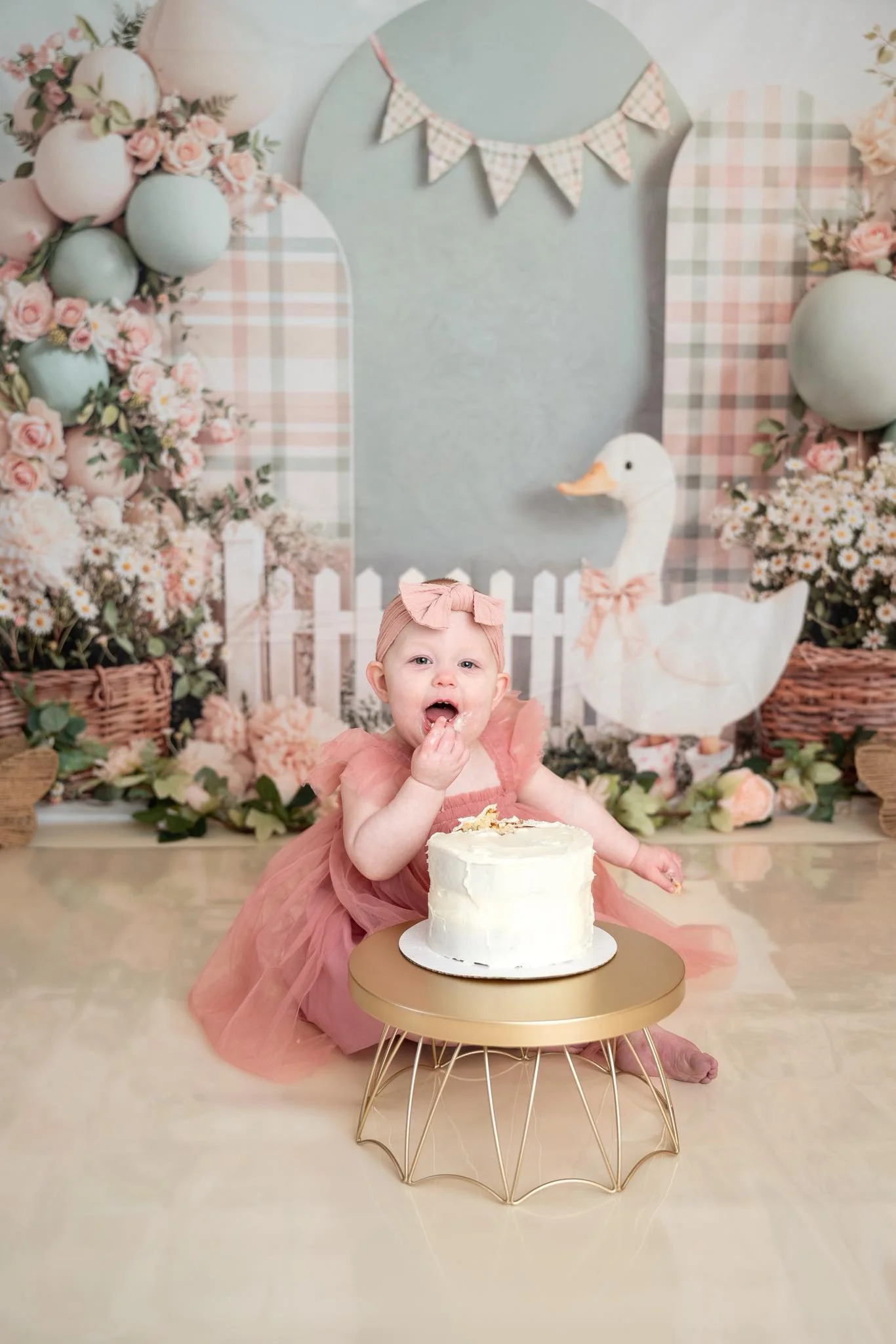 Kate Spring Duck Floral Balloons Pastel Backdrop Designed by Emetselch - Image 6