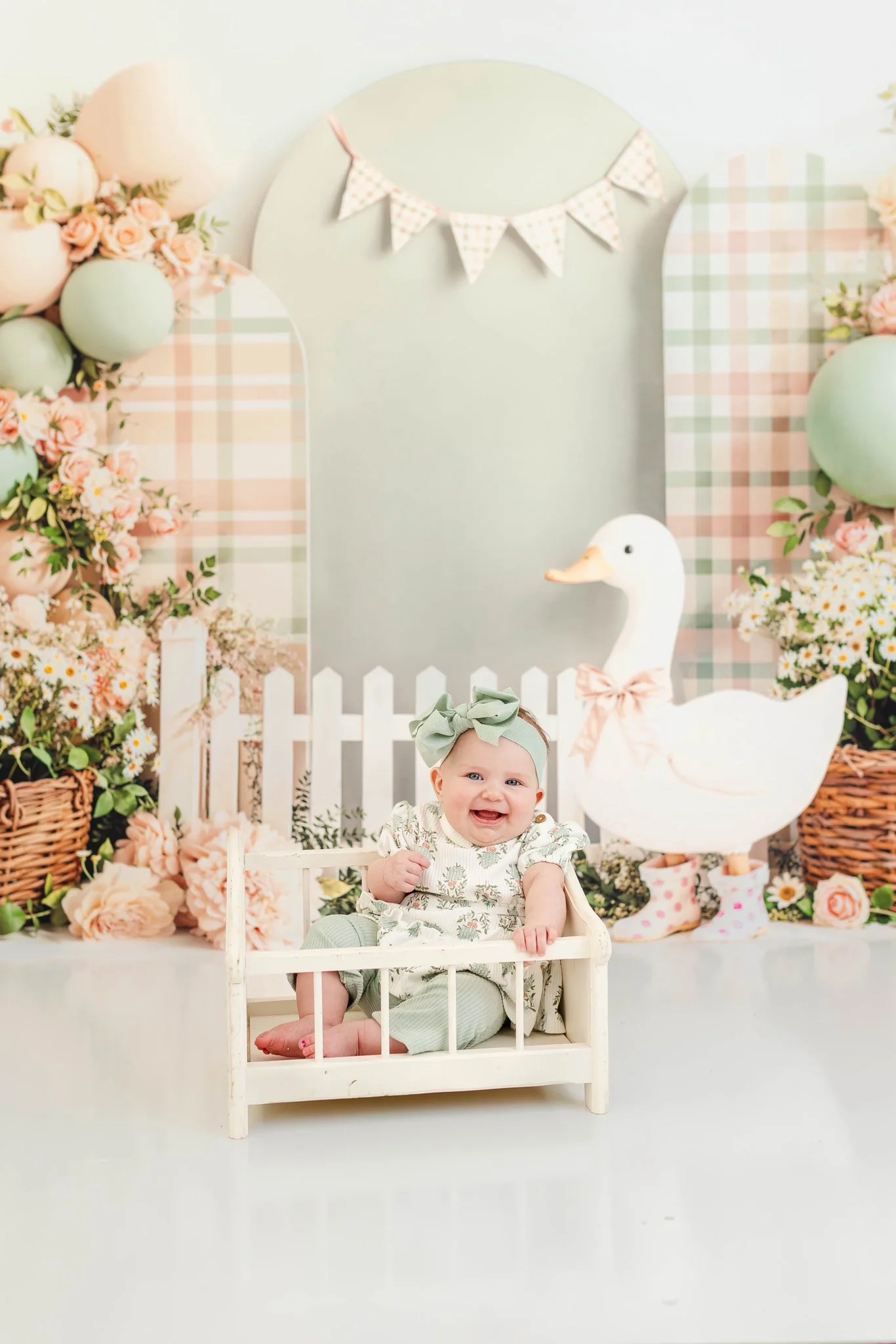Kate Spring Duck Floral Balloons Pastel Backdrop Designed by Emetselch - Image 8