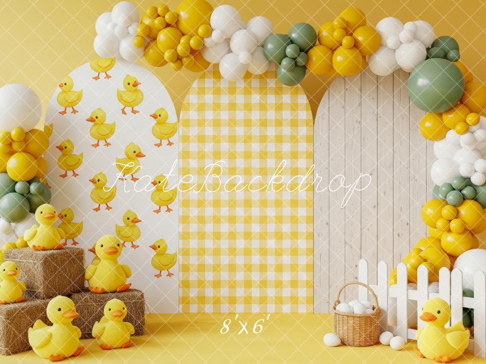 Kate Birthday Ducklings Balloons White Fence Backdrop Designed by Patty Robert - Image 3