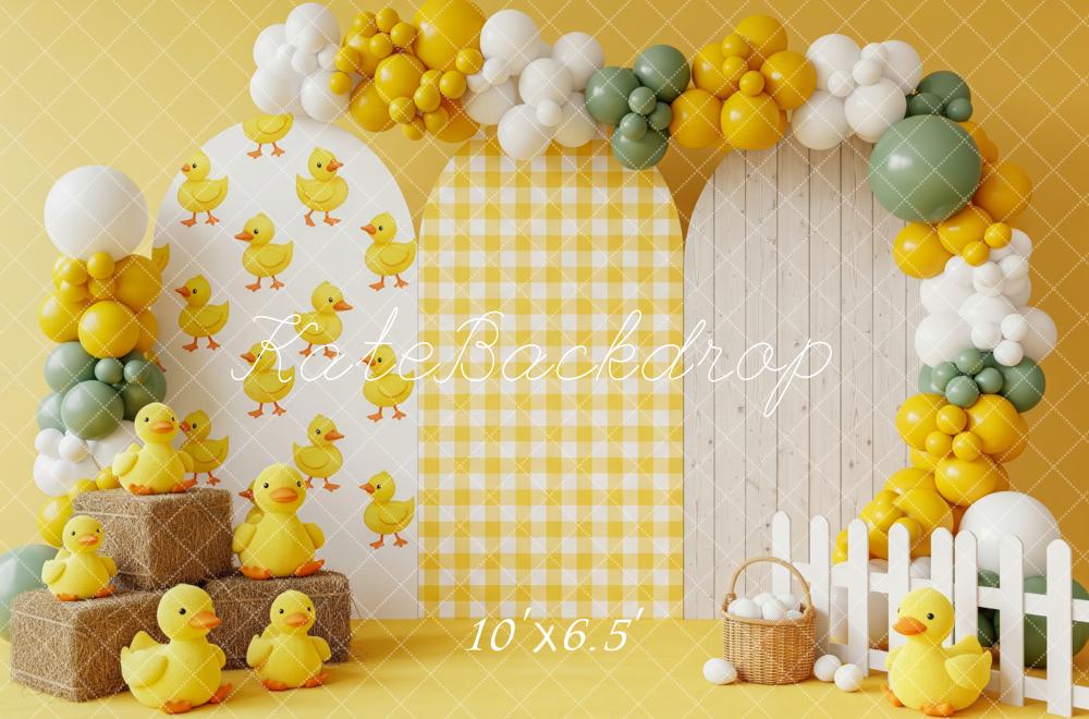 Kate Birthday Ducklings Balloons White Fence Backdrop Designed by Patty Robert - Image 4
